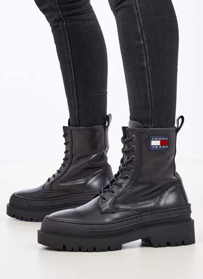 Γυναικεία Μποτάκια Jeans.Boot Μαύρο Δέρμα Tommy Hilfiger