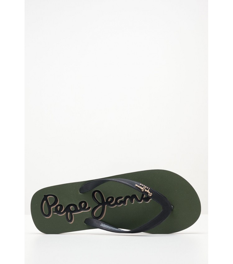 Ανδρικές Σαγιονάρες & Πέδιλα Beach.Logo Λαδί Καουτσούκ Pepe Jeans