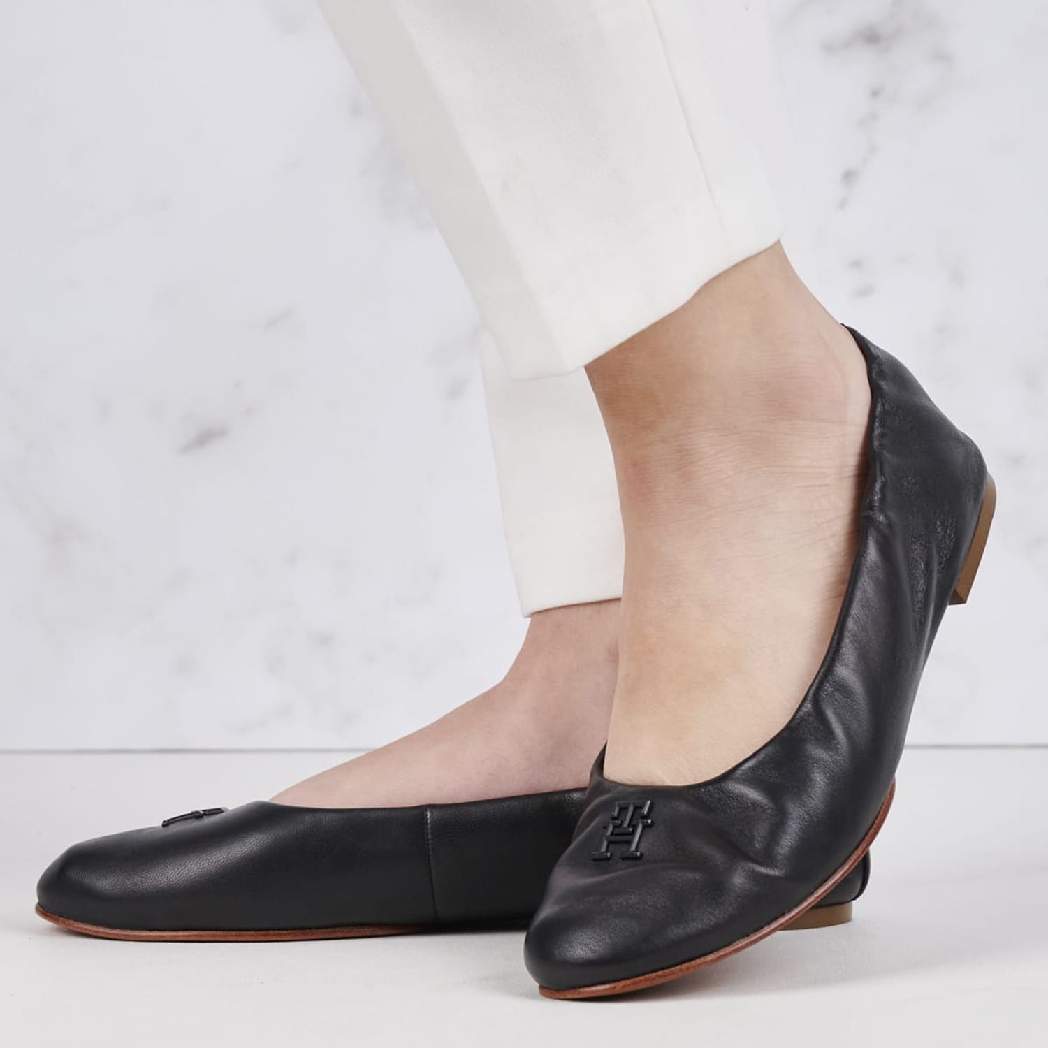 Γυναικείες Μπαλαρίνες Elastic.Ballerina Μαύρο Δέρμα Tommy Hilfiger