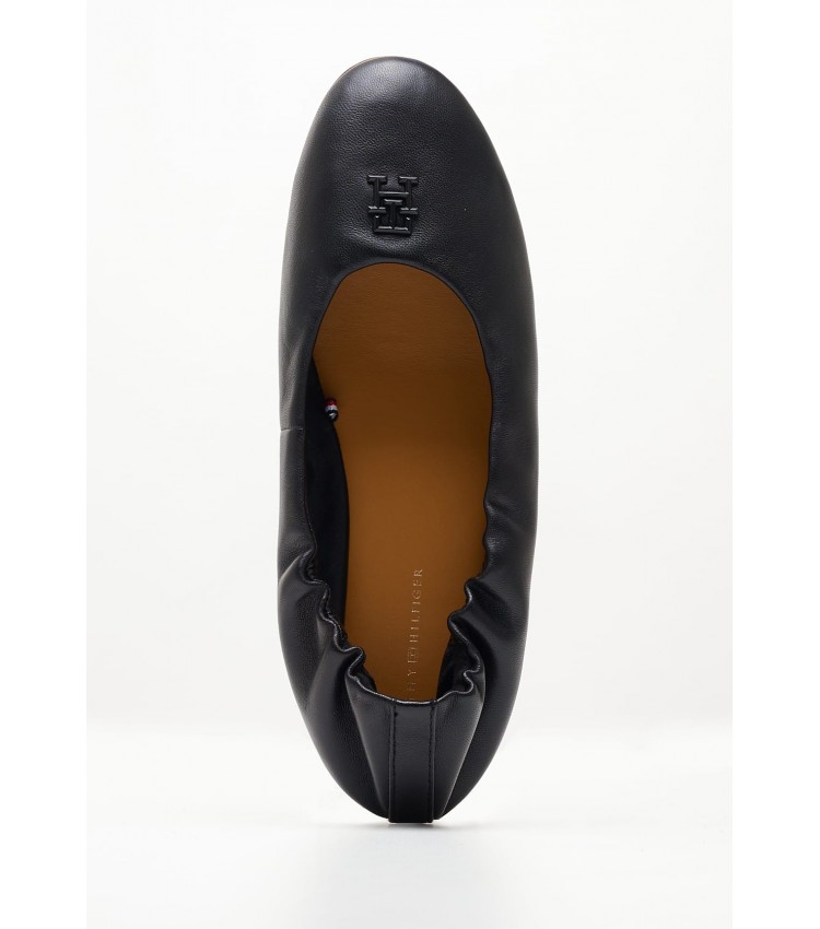 Women Balerinas Elastic.Ballerina Black Leather Tommy Hilfiger