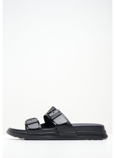 Men Flip Flops & Sandals Density.Buckle Black Leather Tommy Hilfiger