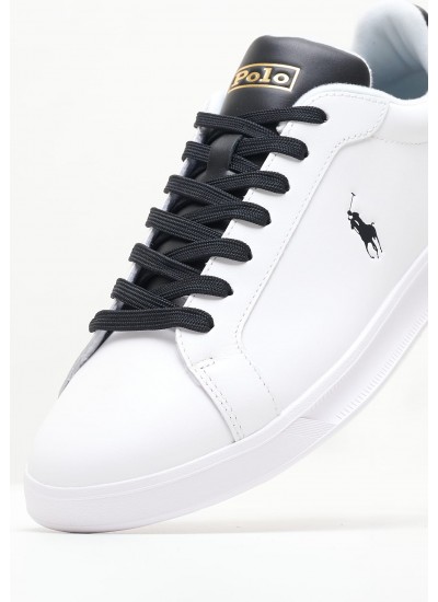 Men Casual Shoes Hrt.Crt White Leather Ralph Lauren