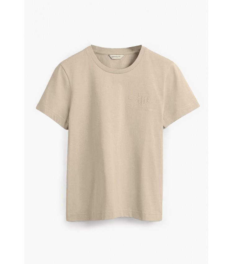 Women T-Shirts - Tops Tonal.Ss Beige Cotton GANT