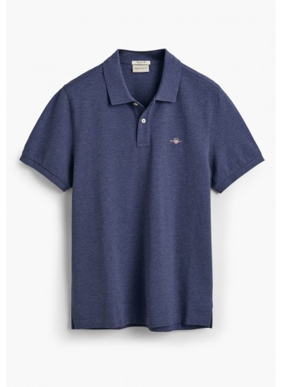 Ανδρικές Μπλούζες Polo.Original.M.2 Σκούρο Μπλε Βαμβάκι GANT