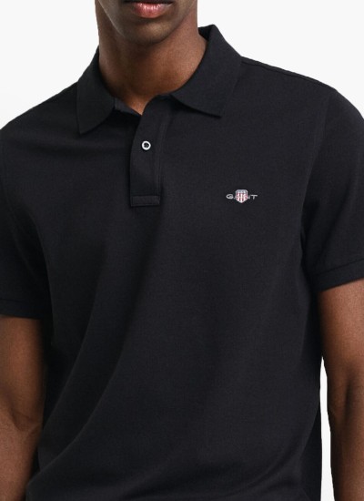 Ανδρικές Μπλούζες Polo.Original.M Μαύρο Βαμβάκι GANT