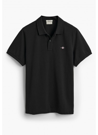 Ανδρικές Μπλούζες Polo.Original.M Μαύρο Βαμβάκι GANT