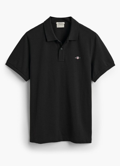 Ανδρικές Μπλούζες Polo.Original.M Μαύρο Βαμβάκι GANT