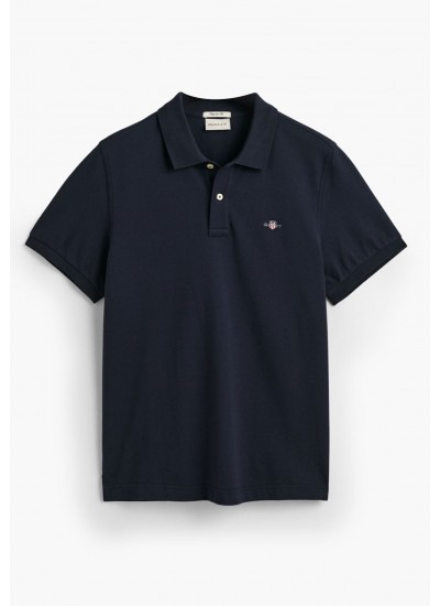 Ανδρικές Μπλούζες Polo.Original.M Σκούρο Μπλε Βαμβάκι GANT