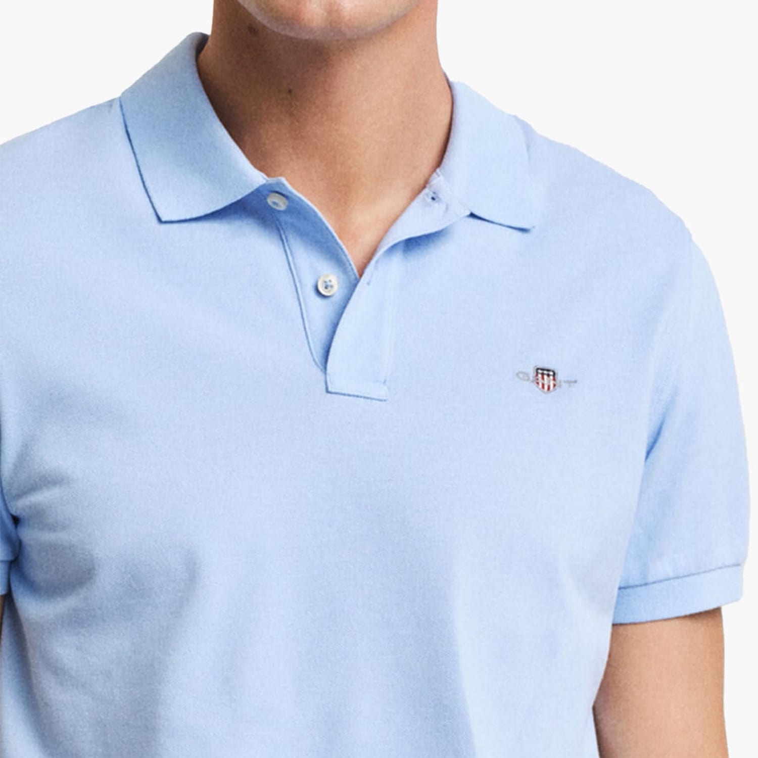 Ανδρικές Μπλούζες Polo.Original.M Μπλέ Ανοιχτό Βαμβάκι GANT
