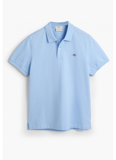 Ανδρικές Μπλούζες Polo.Original.M Μπλέ Ανοιχτό Βαμβάκι GANT