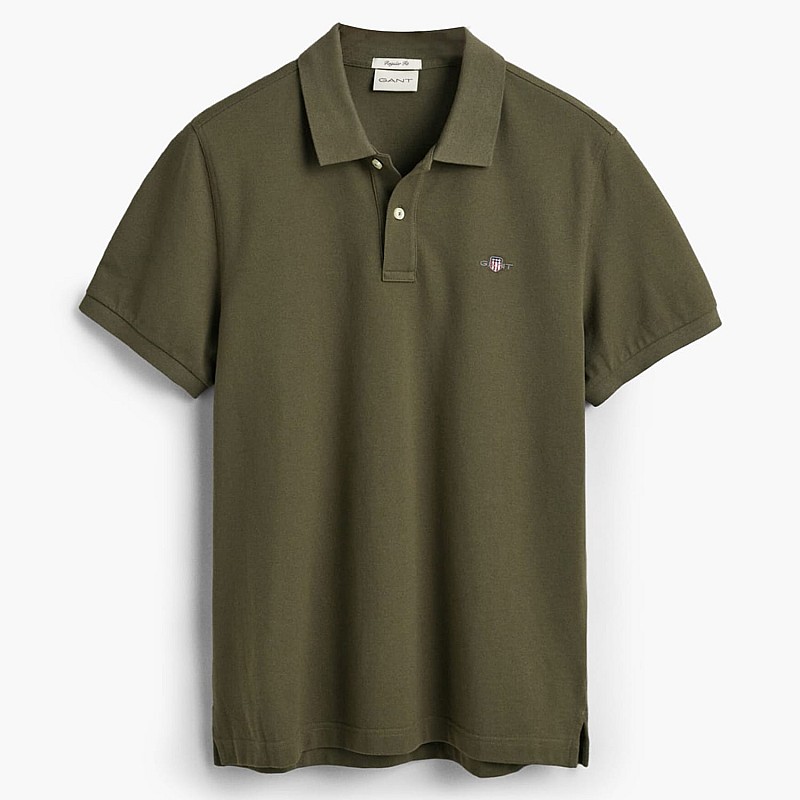 Men T-Shirts Polo.Original.M Green Cotton GANT