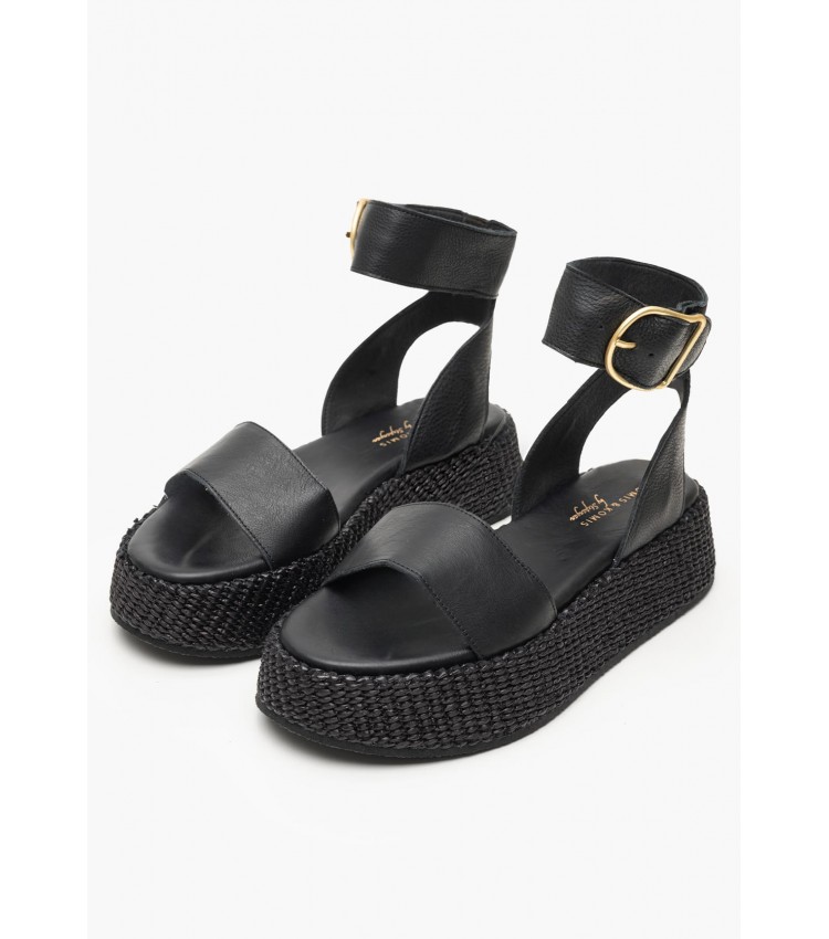 Women Platforms High C.301 Black Leather Komis and Komis Women Platforms High C.301 Black Leather Komis and Komis