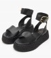 Women Platforms High C.301 Black Leather Komis and Komis Women Platforms High C.301 Black Leather Komis and Komis