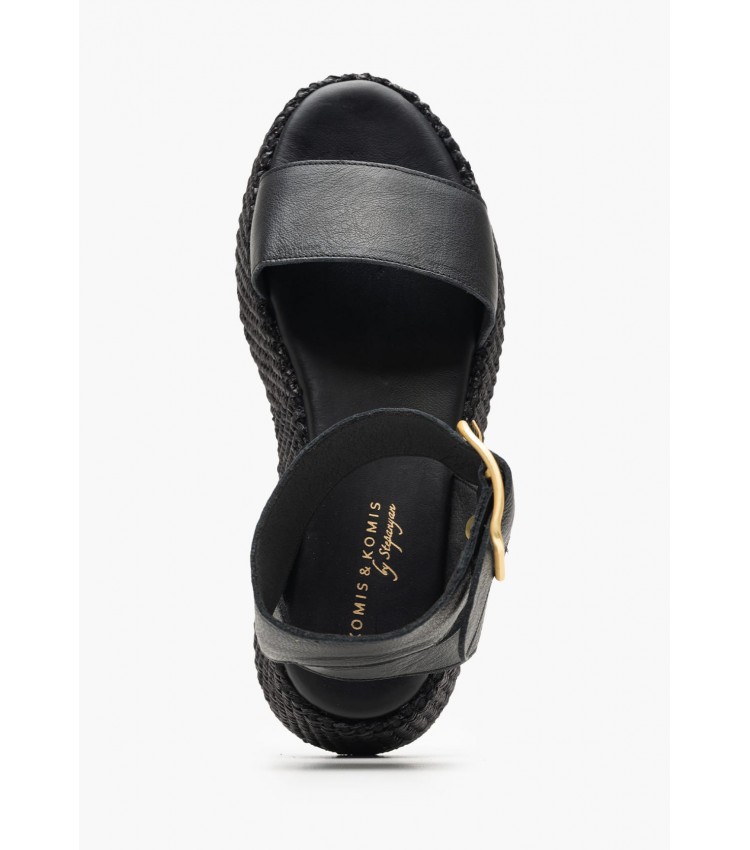 Women Platforms High C.301 Black Leather Komis and Komis Women Platforms High C.301 Black Leather Komis and Komis