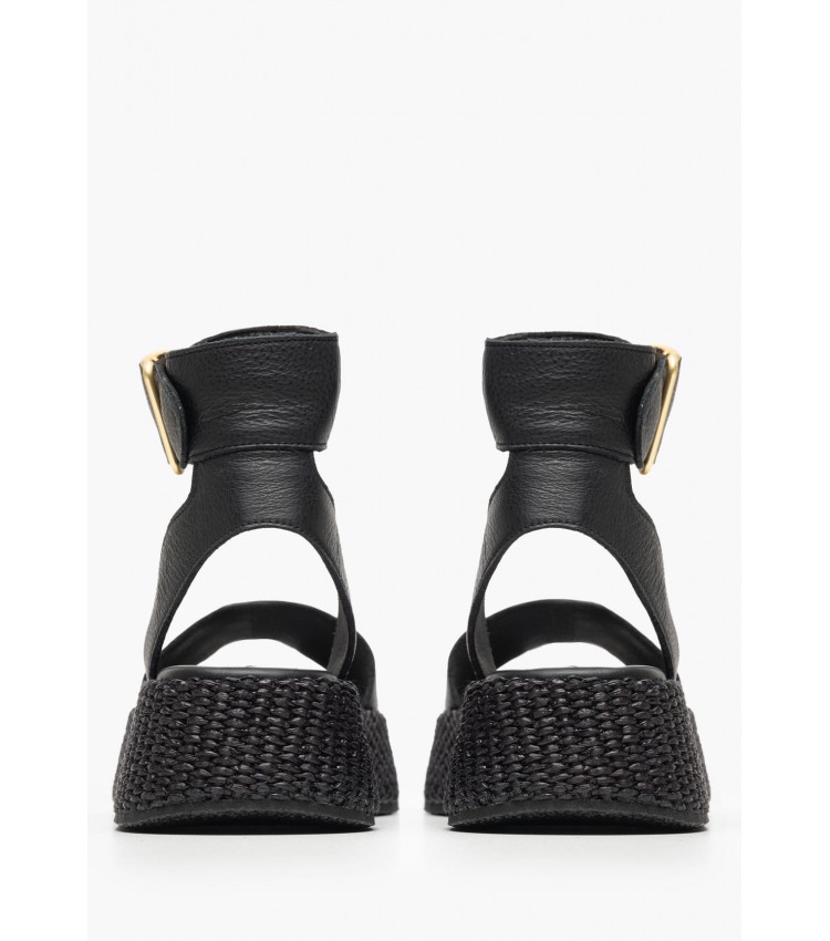 Women Platforms High C.301 Black Leather Komis and Komis Women Platforms High C.301 Black Leather Komis and Komis
