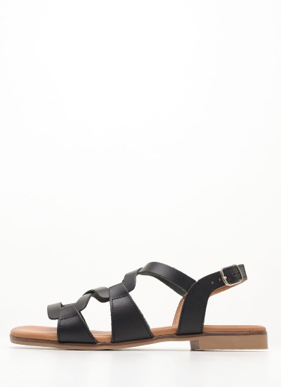 Γυναικεία Flats 3080 Μαύρο Δέρμα Eva Frutos