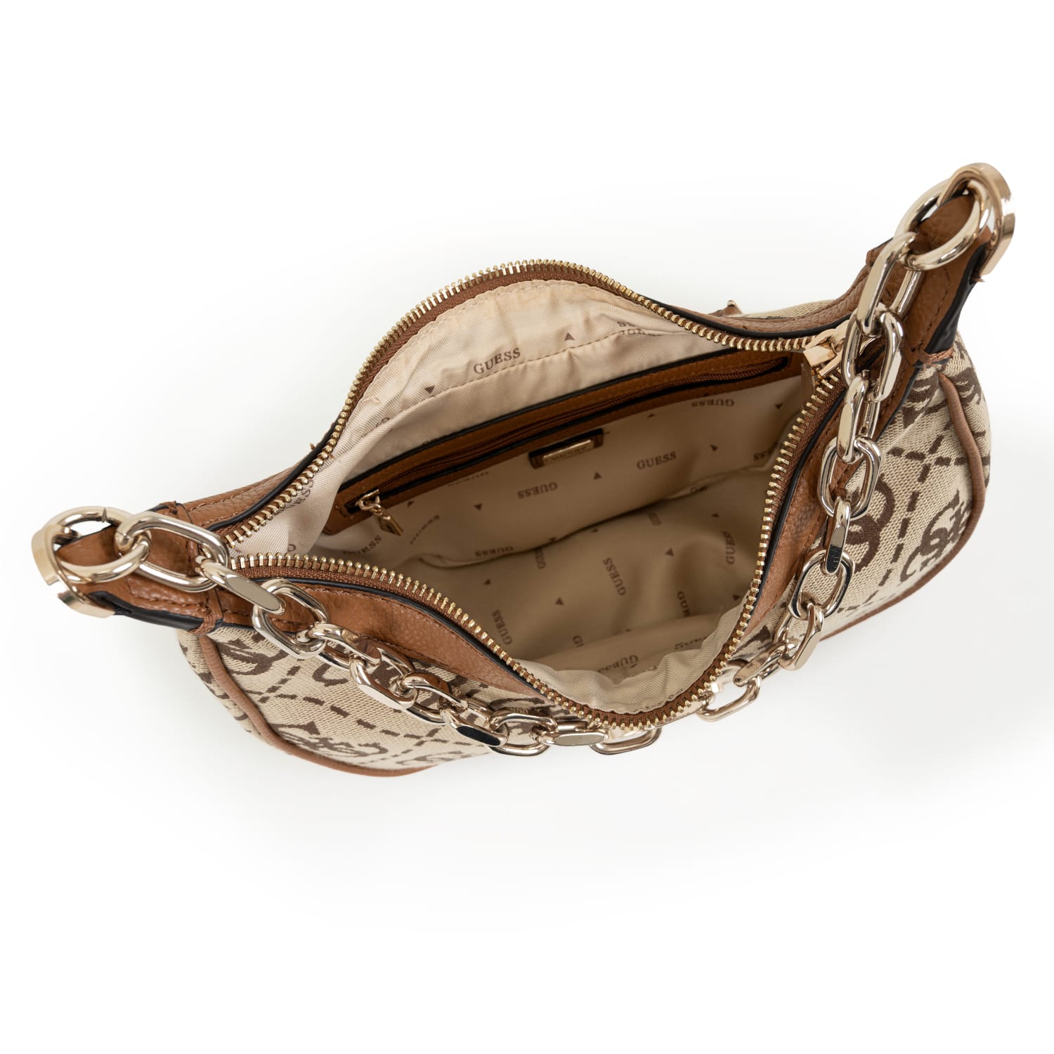 Γυναικείες Τσάντες Circe.Hobo Μπεζ Ύφασμα Guess