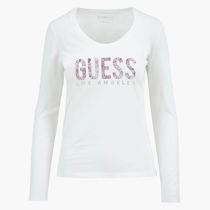 Γυναικείες Μπλούζες - Τοπ Python.Tee Άσπρο Βαμβάκι Guess