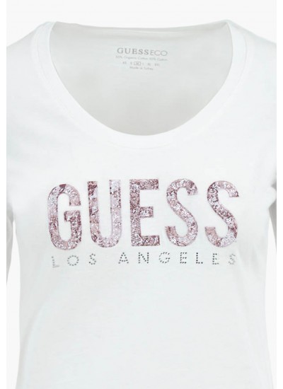 Γυναικείες Μπλούζες - Τοπ Python.Tee Άσπρο Βαμβάκι Guess