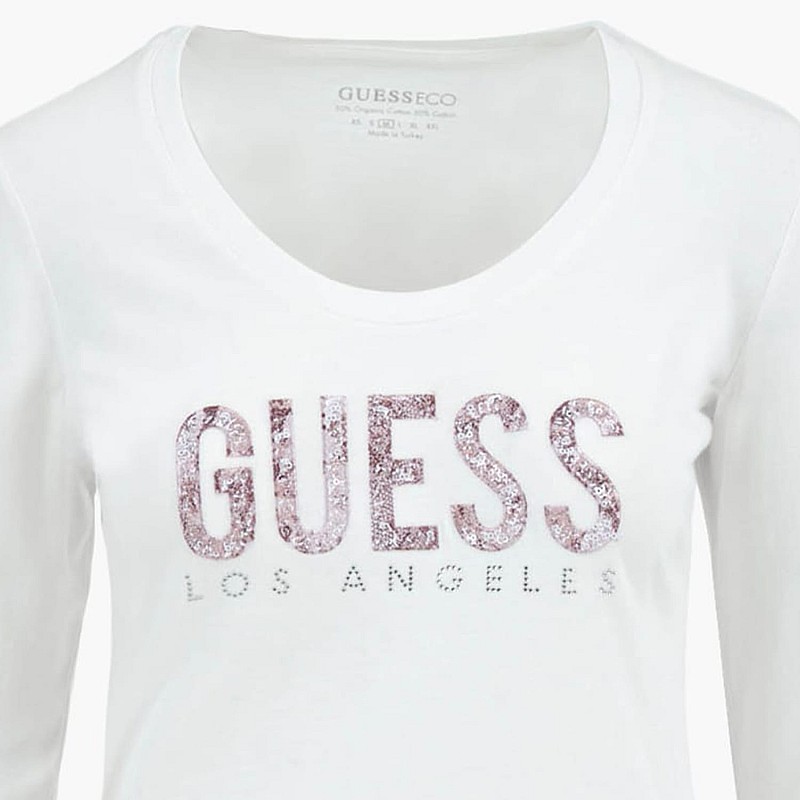 Γυναικείες Μπλούζες - Τοπ Python.Tee Άσπρο Βαμβάκι Guess