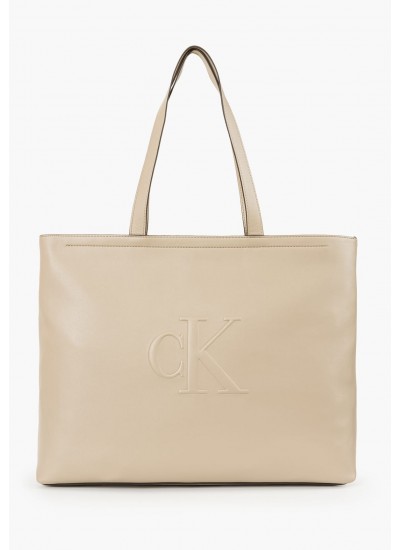 Γυναικείες Τσάντες Sculpted.Slim Μπεζ ECOleather Calvin Klein