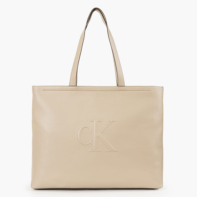 Women Bags Sculpted.Slim Beige ECOleather Calvin Klein