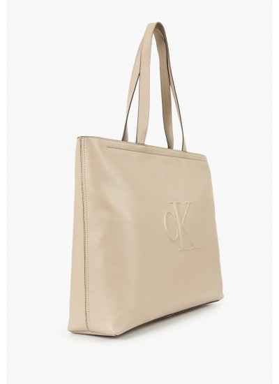 Γυναικείες Τσάντες Sculpted.Slim Μπεζ ECOleather Calvin Klein