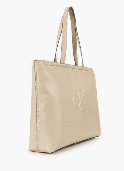 Γυναικείες Τσάντες Sculpted.Slim Μπεζ ECOleather Calvin Klein