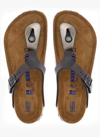 Γυναικεία Flats Gizeh.BS Ανθρακί Δέρμα Birkenstock