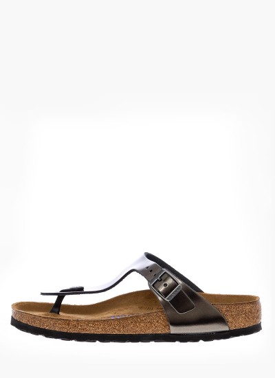 Γυναικεία Flats Gizeh.BS Ανθρακί Δέρμα Birkenstock