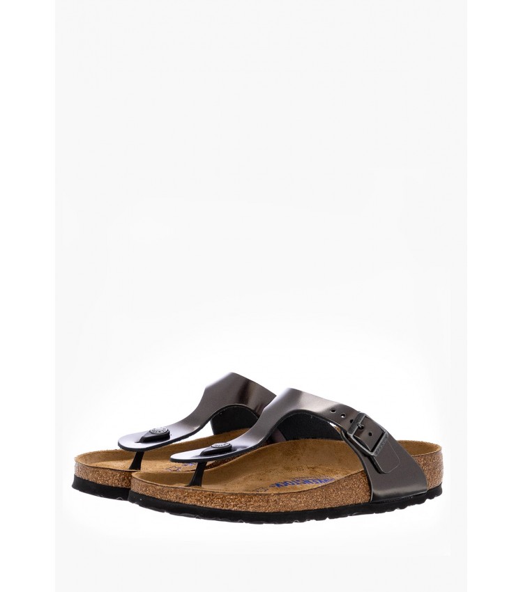 Women Flats Gizeh.BS Anthracite Leather Birkenstock