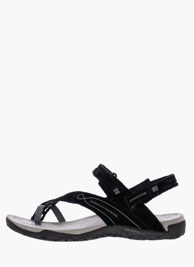 Γυναικεία Flats J55366 Μαύρο Δέρμα Νούμπουκ Merrell