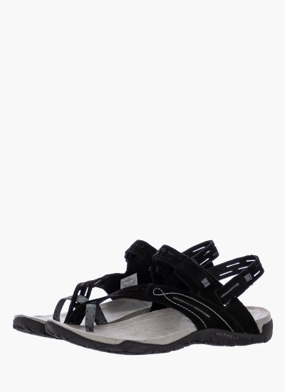 Women Flip Flops & Sandals J55366 Black Nubuck Leather Merrell