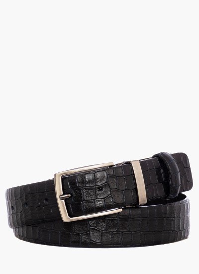 Men Belts 1704 Black Leather Mortoglou