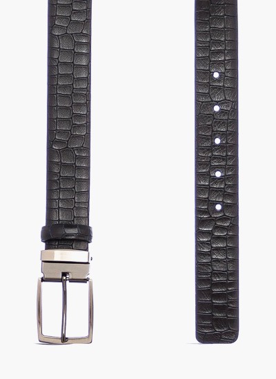 Men Belts 1704 Black Leather Mortoglou