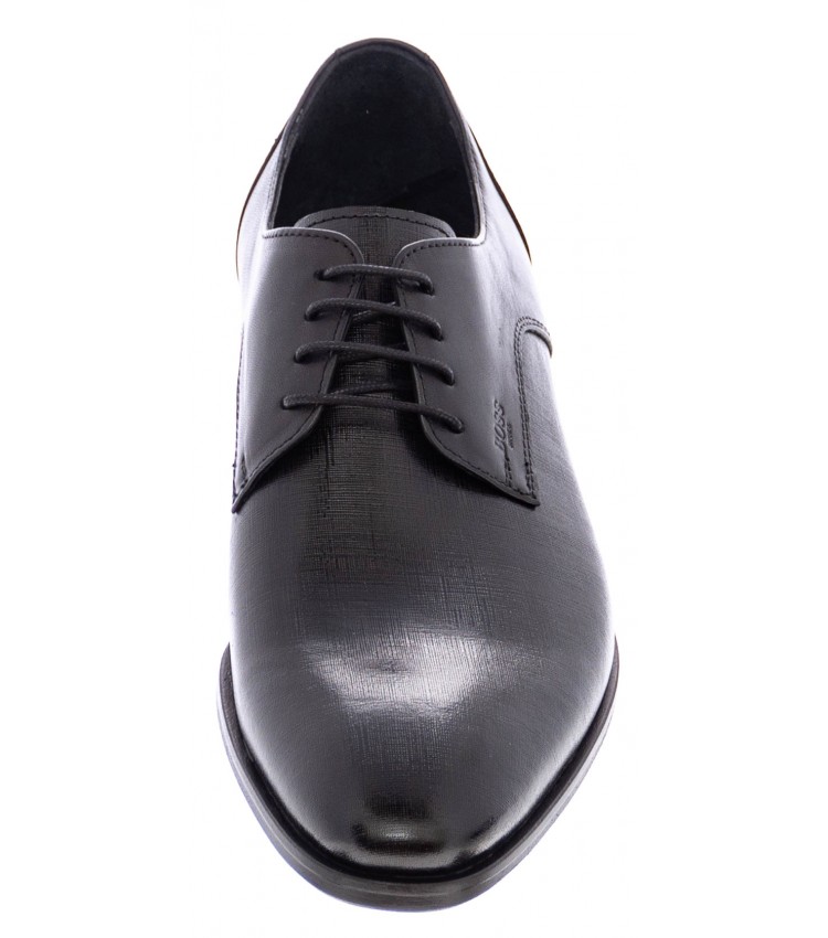Ανδρικά Παπούτσια Δετά M4972.GLM Μαύρο Δέρμα Boss shoes