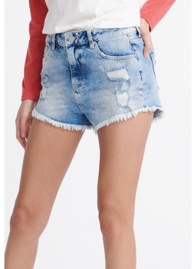 Women Skirts - Shorts Cut.Off Blue Cotton Superdry