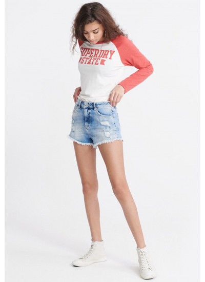 Women Skirts - Shorts Cut.Off Blue Cotton Superdry