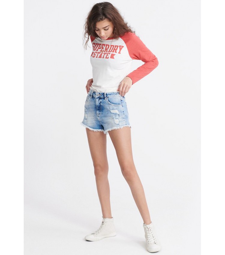 Women Skirts - Shorts Cut.Off Blue Cotton Superdry