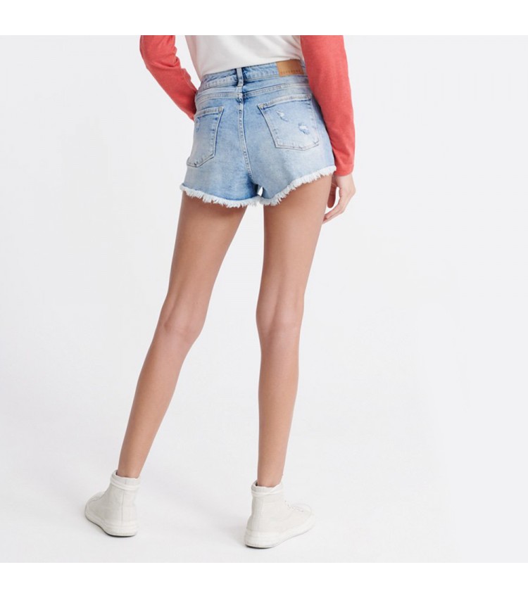 Women Skirts - Shorts Cut.Off Blue Cotton Superdry