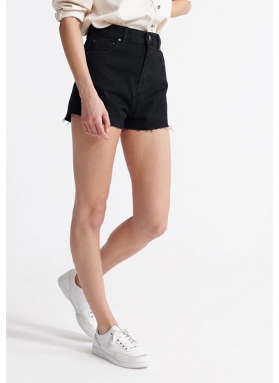 Women Skirts - Shorts Ruby.Cut Black Cotton Superdry