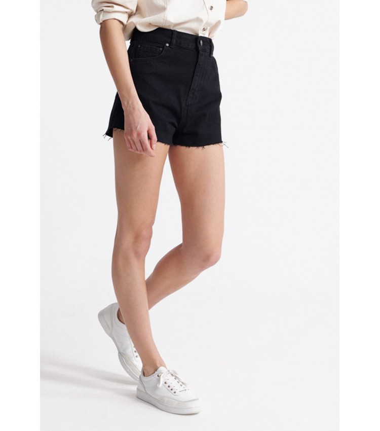 Women Skirts - Shorts Ruby.Cut Black Cotton Superdry