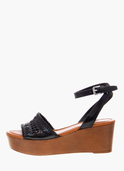 Women Platforms Low Allday Black Leather Nine West