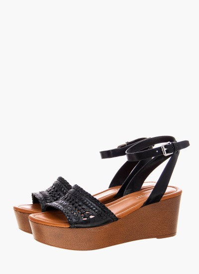 Women Platforms Low Allday Black Leather Nine West