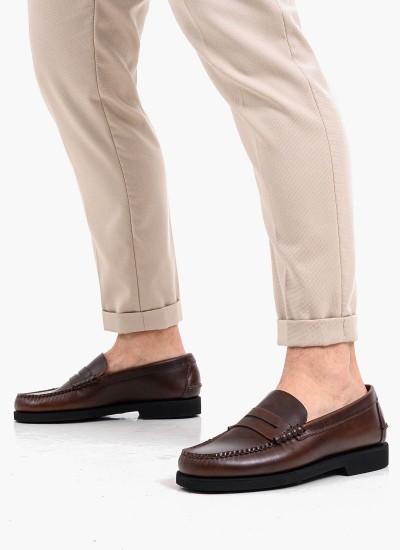 Ανδρικά Μοκασίνια Waxy.Polaris Καφέ Δέρμα Sebago