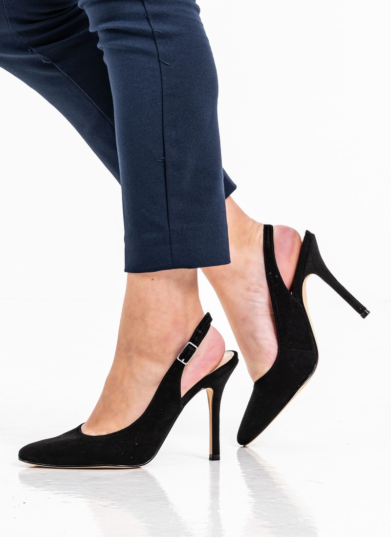Women Pumps Peeptoes High Alison Black Buckskin mortoglou.gr