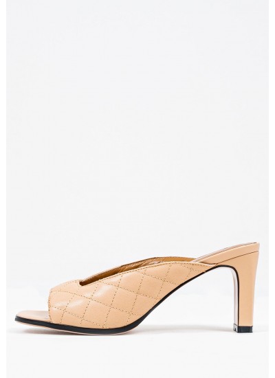 Γυναικεία Mules Zania.Strip Ασημί Δέρμα Carmens