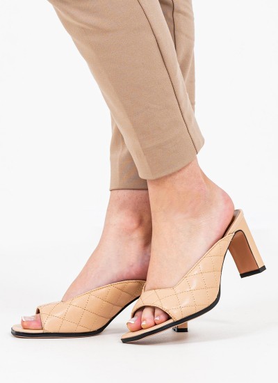 Γυναικεία Mules Zania.Strip Ασημί Δέρμα Carmens