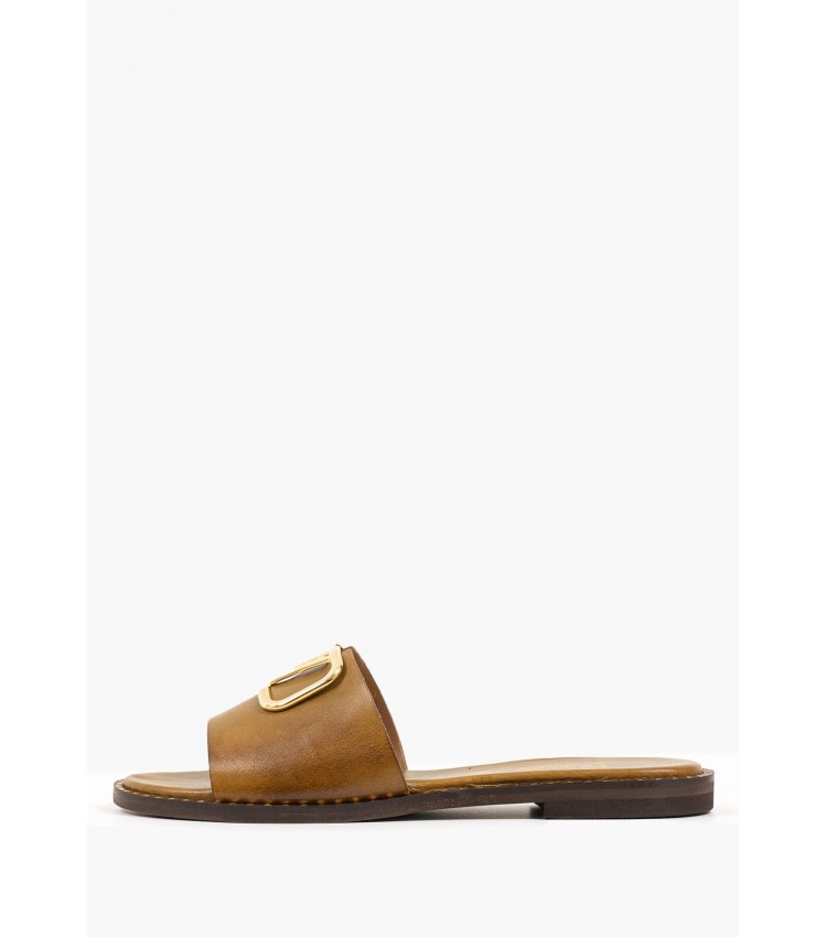 Γυναικεία Flats 2125.117134 Λαδί Δέρμα MF