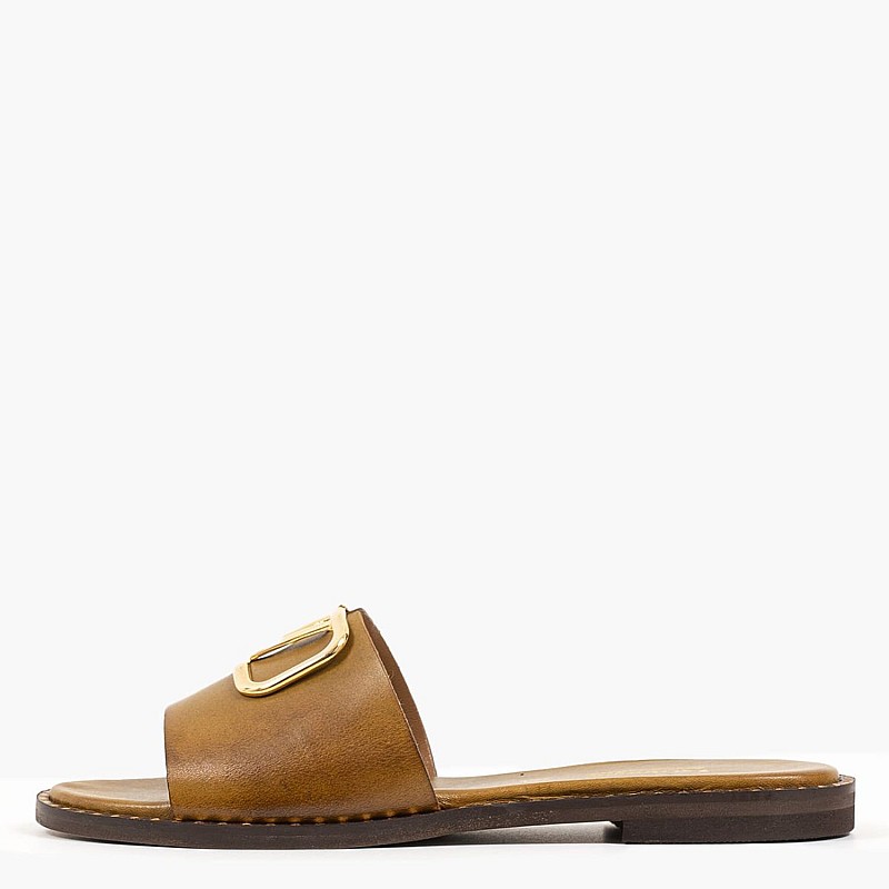 Γυναικεία Flats 2125.117134 Λαδί Δέρμα MF